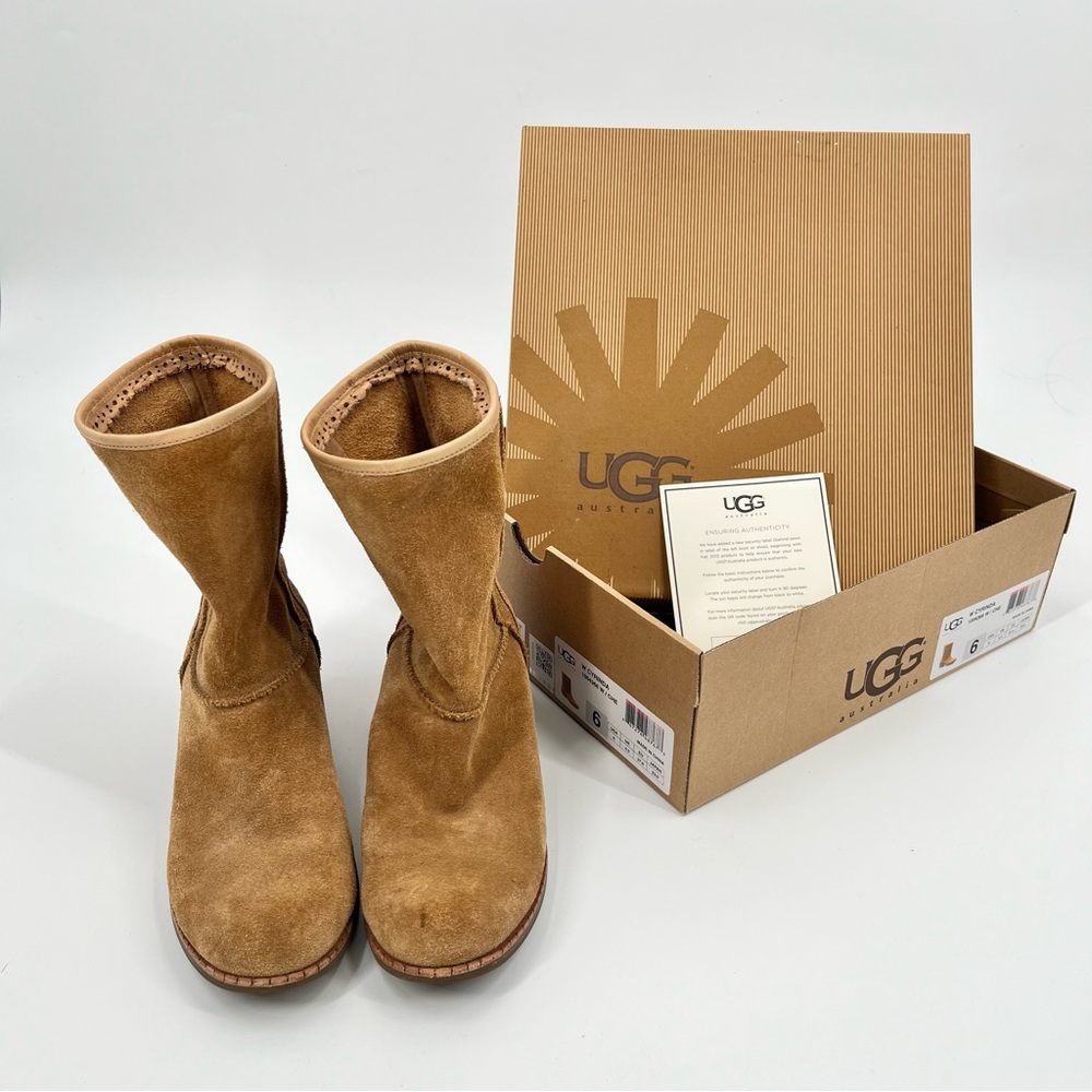 UGG Chestnut Suede Ankle Booties